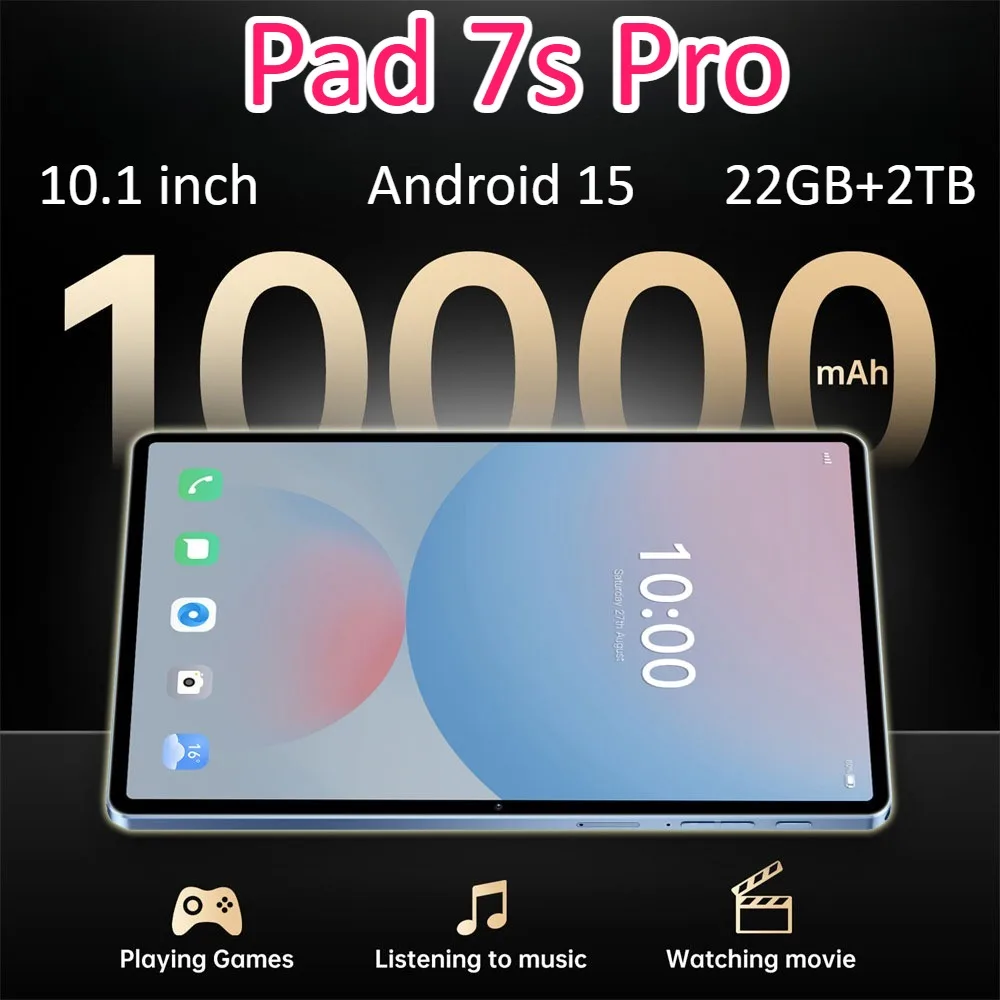 

2025 Original Pad 7s Pro Android 15 Tablets 10.1inch Global Version Tab 5G Dual Sim 10000mAh WIFI Tablet PC For Children's Kids