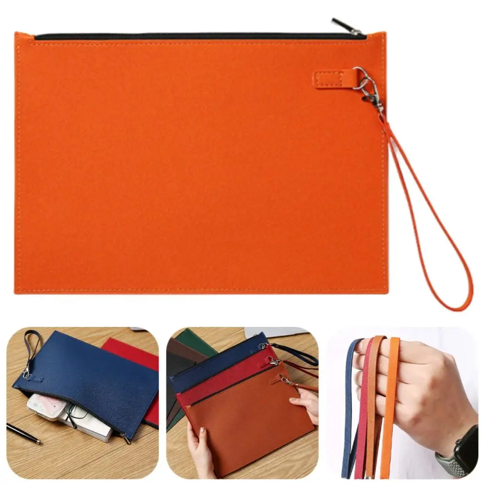 Large Capacity A4 Imitation Leather File Folder Waterproof Simple File Storage Bag Thickened Portable Business Document Bag