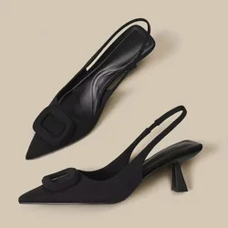 Women's Summer Sandals Low Heeled and Pointed Classic Minimalist Office Elegance Luxury Women's Sandal New Rock Shoes