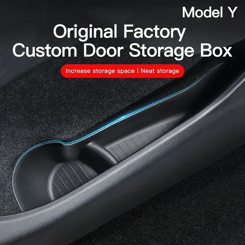 For Tesla Model 3 Y 2021-2023 Car Door Side Storage Box Front Rear Side TPE Door Storage Organizer Tray Interior Accessories