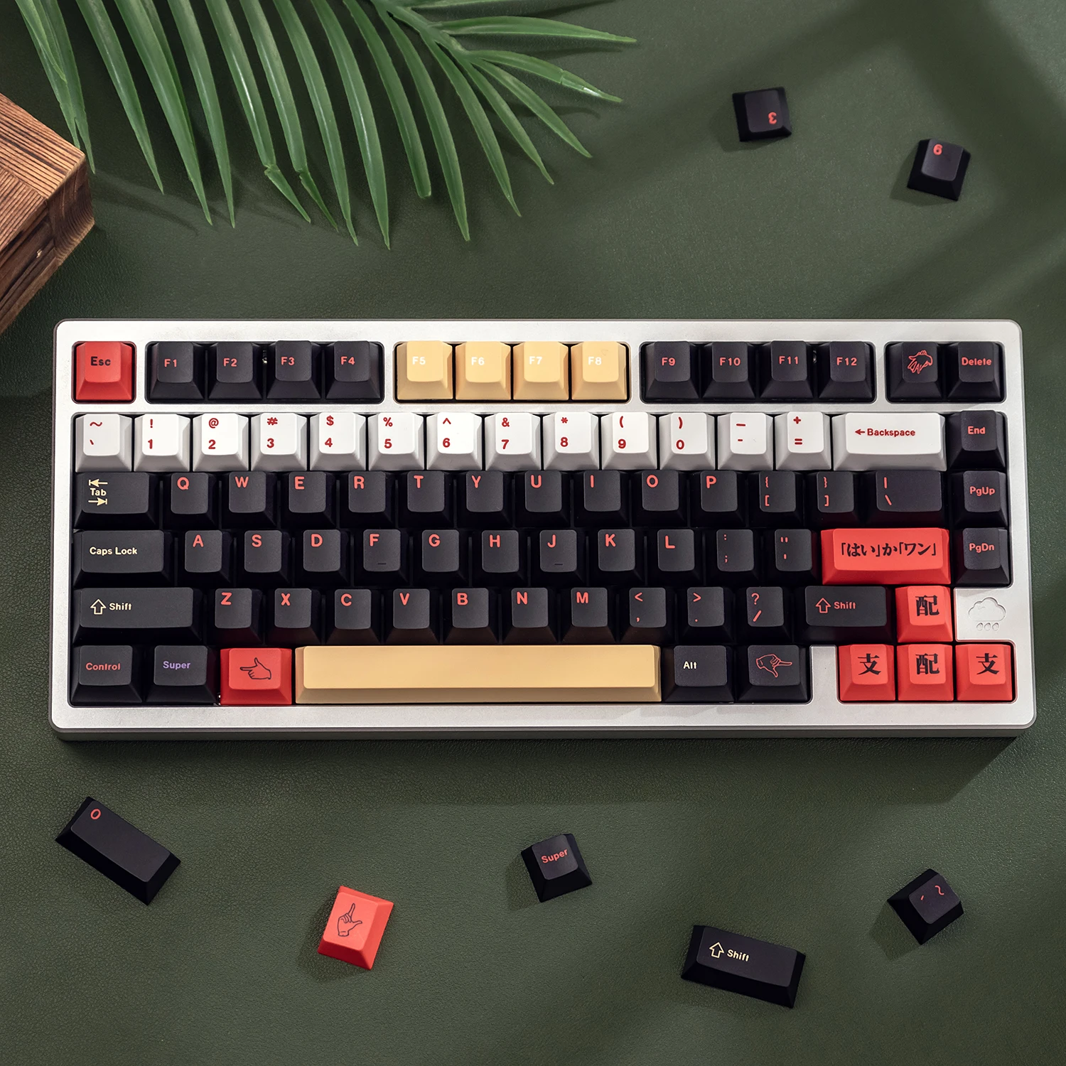129 keys Chainsaw Keycaps Dye-Sublimation Cherry Profile PBT Keycap Sets Black Red Font Keycaps For MX Mechanical Keyboard
