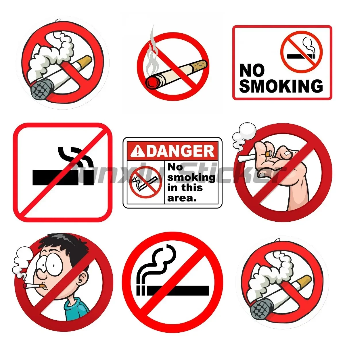 

Warning Sign No Smoking Sign Vinyl Sticker for Library Cafe Shop Store Waterproof Car Stickers