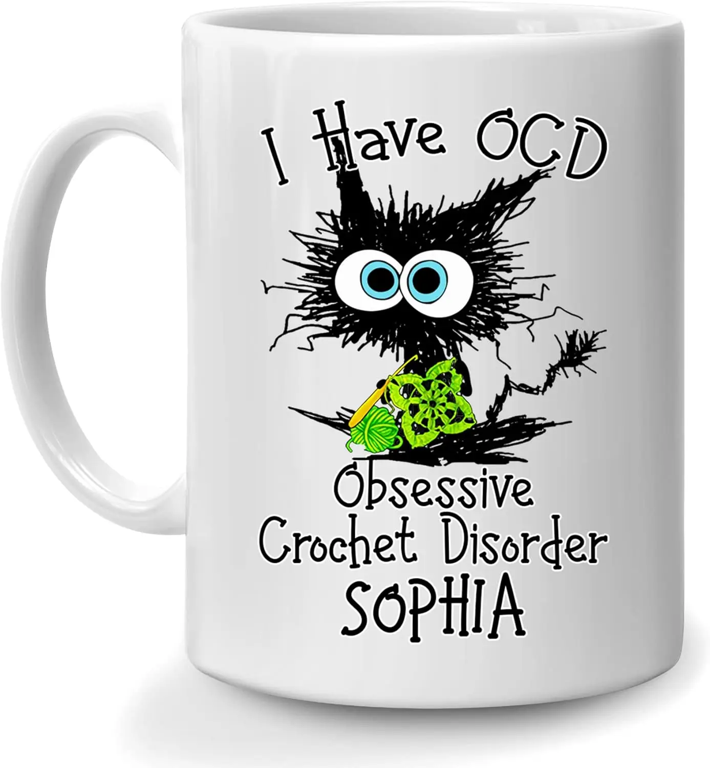 Hyturtle Personalized Gifts for Crocheter Crochet Yarn Lover - Birthday Christmas - I Have OCD Obsessive Crochet Disorder Black