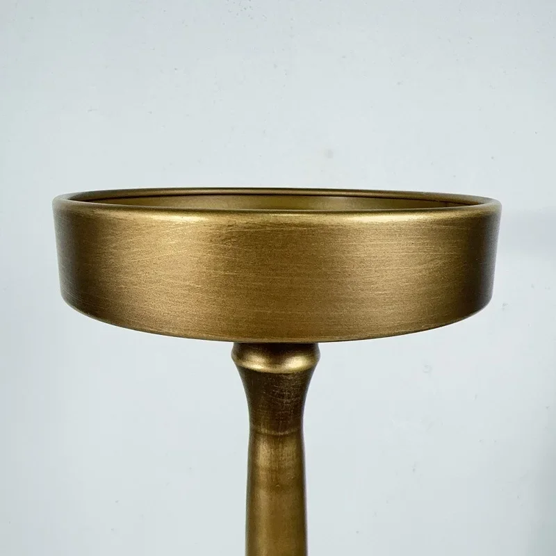 Portavelas  Hierro con Base Alta, Color Bronce Antiguo Americano, para Sala  Estar, Sofá, Mesa Auxiliar Pequeña, Decoración