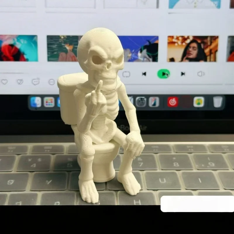 

Funny Middle Finger Skull Figurine, Boredom Prank Decoration Toilet/Desktop Ornament, Creative Gift Handmade Doll Model in 2026