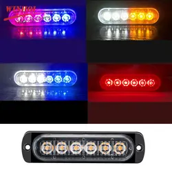 6 LED Automotivo Grille Warning Light Police Strobe Light 12-24V Red Blue Amber Flashing Lamp Trucks ATV Car Emergency Beacon