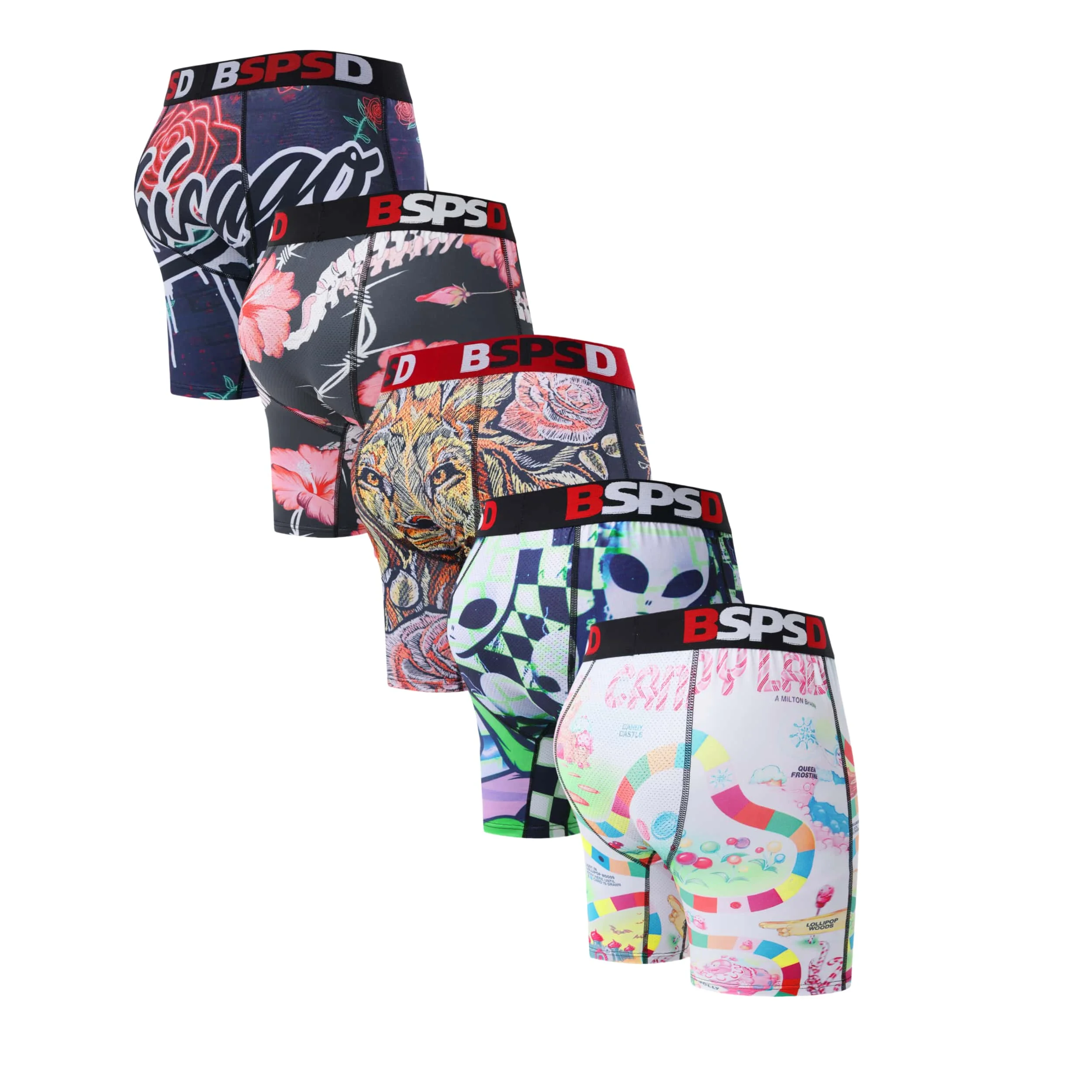 

5Pcs Trendsetter! Men's briefs with a statement print for a unique look