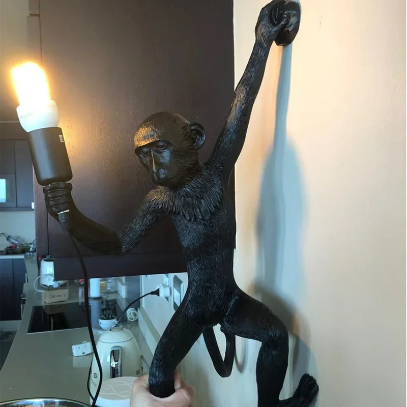 Resin Monkey Pendant Lamps Hanging Wall Living Room Light Home Pendante lustre E27 Bulb kroonluchter Luminaria Luces Decoracion