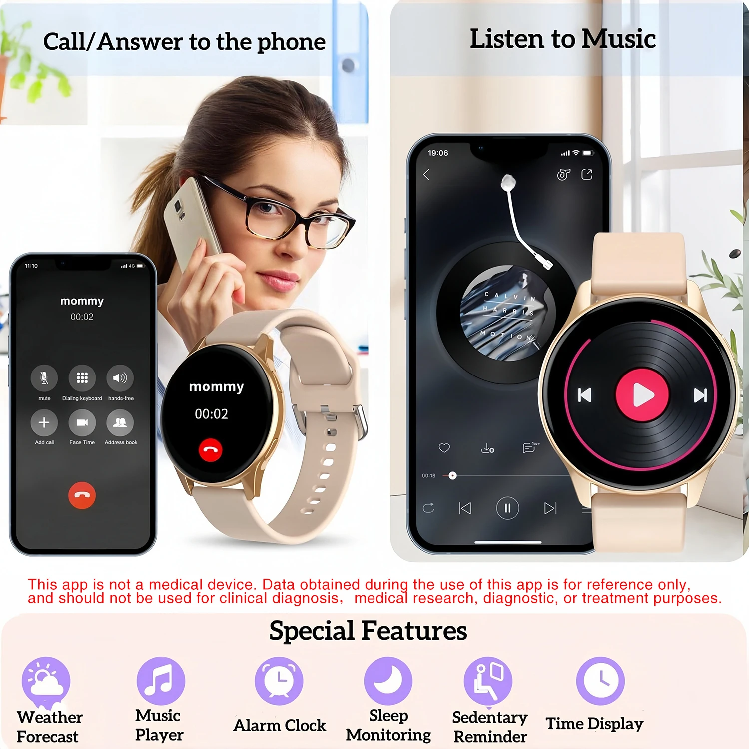 Smart Watch (Wireless Call) For Women Men, 1.28\