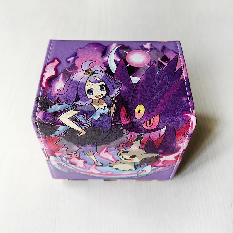 New Diy Self Made Pokemon Acerola Kawaii Card Storage Box Pu Material Universal Card Portable Storage Box Holds 100 Cards