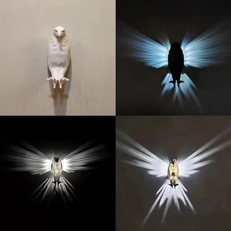 Modern Creative Lamp Bird Wall Lamp Owl Eagle Shape Projector Atmosphere Light 3D Print Body Animal Lighting Lustre Home Decor