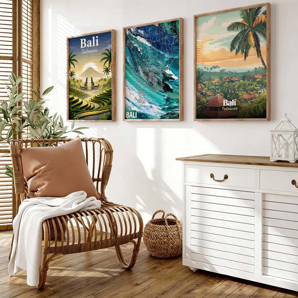 Bali Fashion ART Poster Wall Stickers HD Painting Self Adhesive Art Decals for Bedroom Living Room Home Decor
