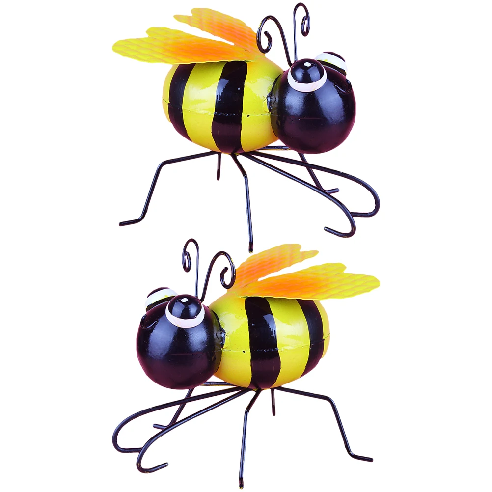 

2pcs Yellow Bee Decorations for Home Garden Wall Hanging Metal Ornaments Garden Wall Art Realistic Bees Durability