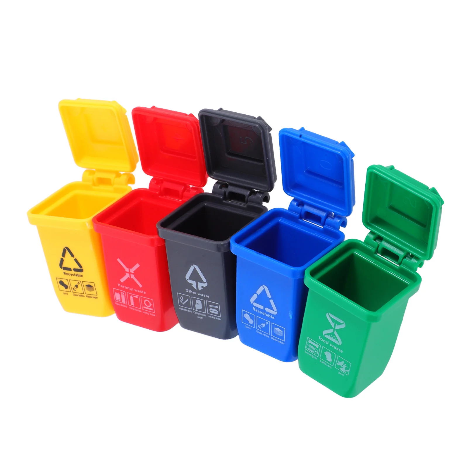 

5 Pcs Mini Trash Can Dollhouse Accessories ABS Material Sand Table Decor Miniature Waste Bin Smooth Vivid Look Craft