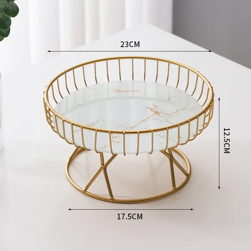 European Luxury Iron Fruit Cake Tray Creative Living Room Home Fruit Basket Snacks Dried Fruit Dessert Stand Snack Tray