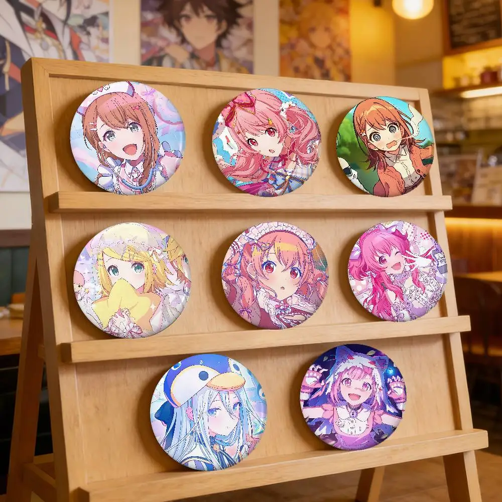 PJSK Otori Emu Momoi Airi Shinonome Ena Badges Peripheral Lapel Pins Tinplate Round Brooch For Bag Accessories Souvenir Gifts
