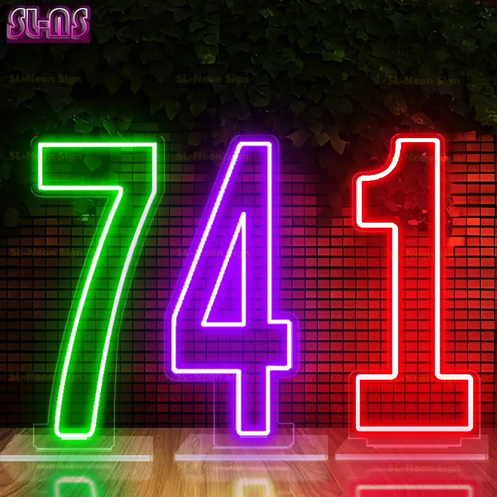 

100cm/90cm/70cm High Set Numbers 0-9 Neon Signs LED Light Up Signs for First Birthday Party Decoration With Base and Dimming