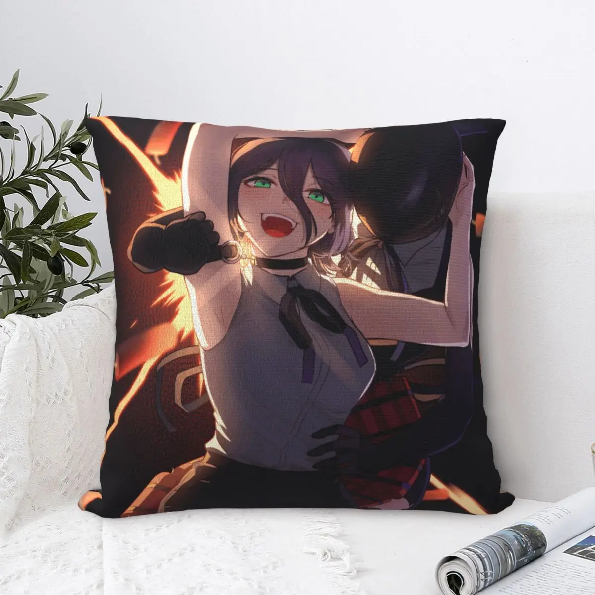 

Аниме бензопила человек резе наволочка с принтом полиэстер наволочка украшения наволочка домашняя на молнии 40*40 см