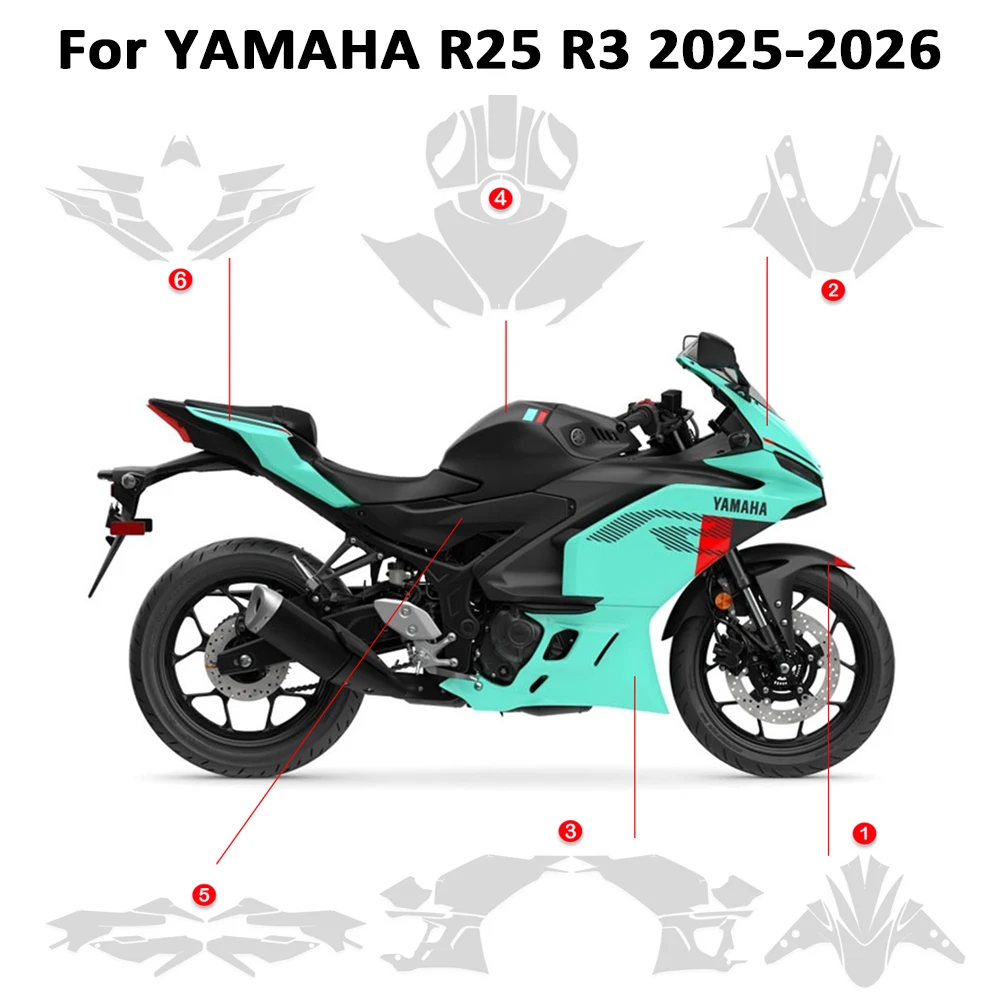 2025-2026 R 3 R 25 PPF TPU Transparent Motorcycle Paint Protection Film Fuel Tank Protective Anti-scratch For YAMAHA R3 R25