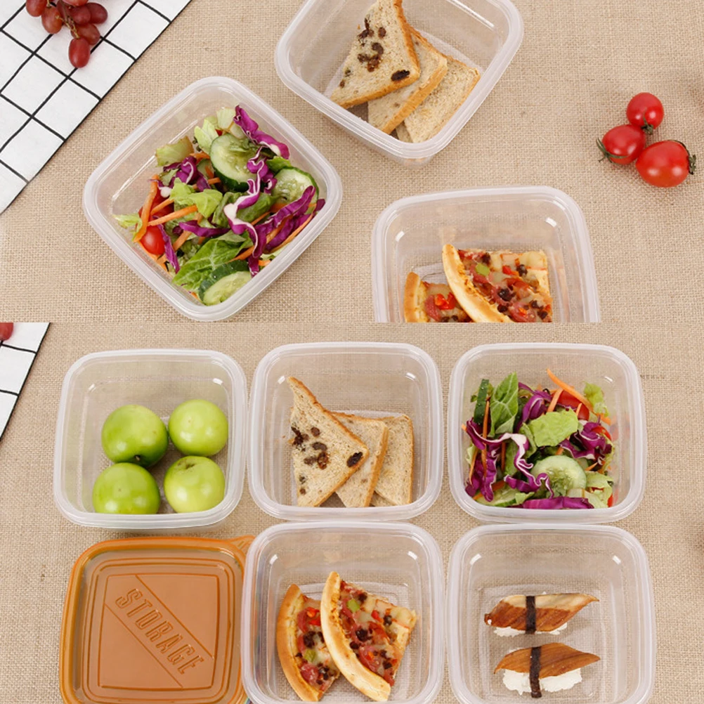

10pcs Disposable Packing Box Square Crisper With Cover for Store Restaurant Home (Red, Green, Blue, Orange, Transparent, each Co