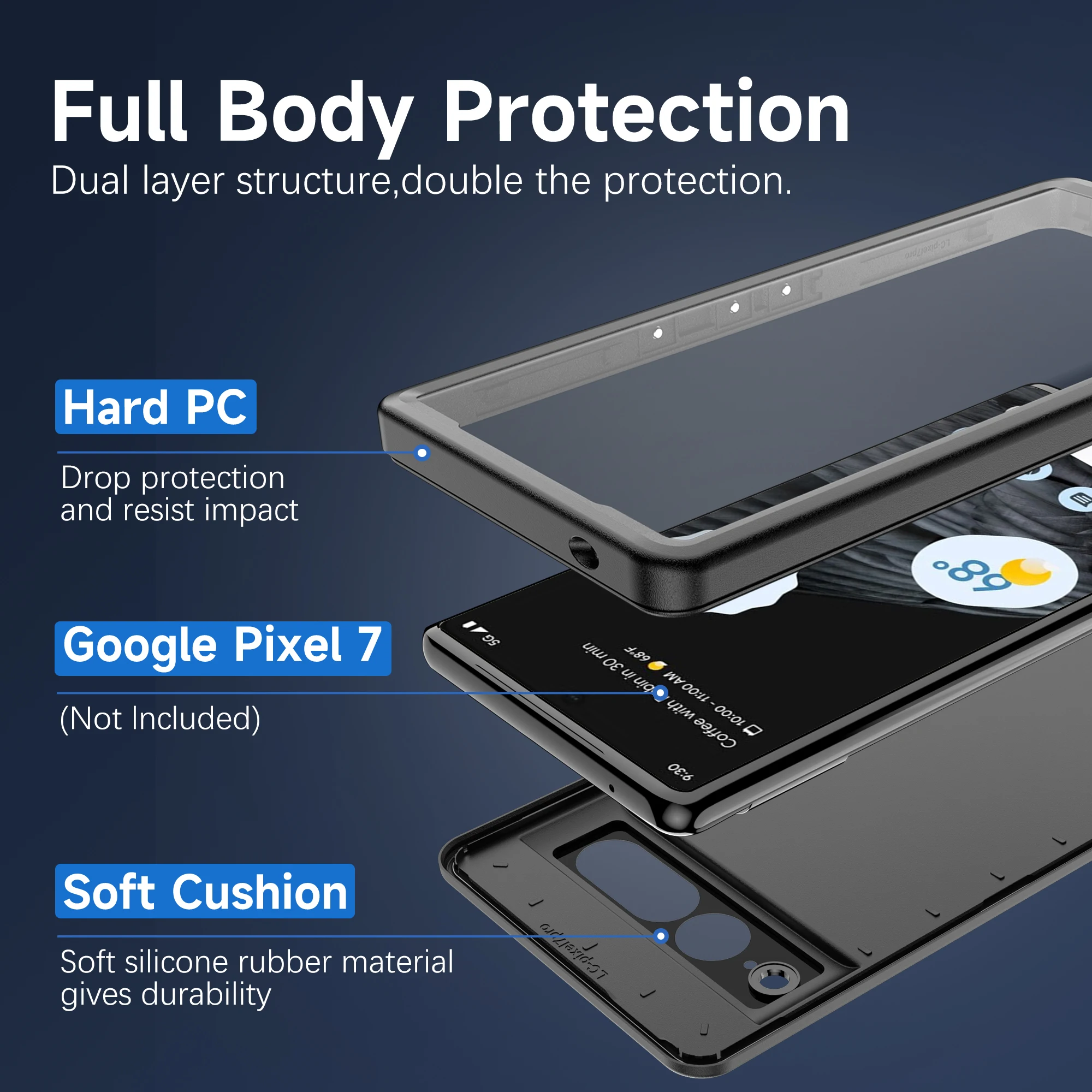 

For Google Pixel 7Pro Anti-Fall Phone Cover Diving Shell Case Underwater Camera Case Dustproof Business Outdoor Sports Case