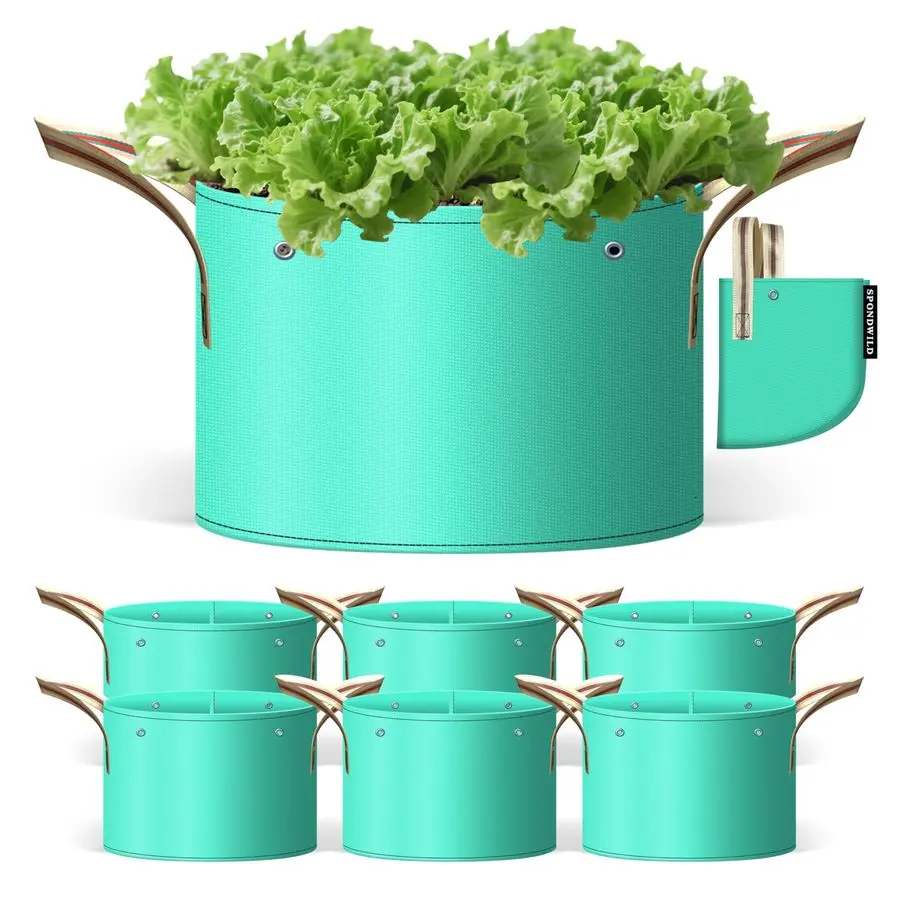 

30-галлонные мешки для выращивания картофеля, садовые горшки из полиэтилена с отверстиями для подвязки ветвей и дренажными отверстиями для овощей и клубники.