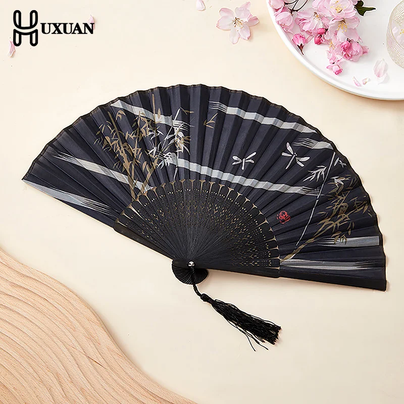 Chinese Style Bamboo Antique Folding Fan Summer Female Dance Fan Portable Elegent Flower Hand Held Fan Exquisite Gifts