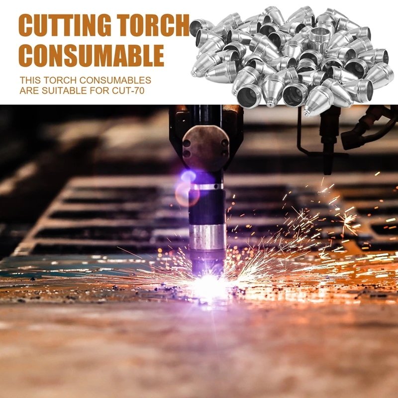 100 ชิ้น P80 ตัดไฟฉายตัดพลาสม่า Consumable ตัด CNC 60A 80A 100A P80 พลาสม่าไฟฉาย Tip Electrode หัวฉีด