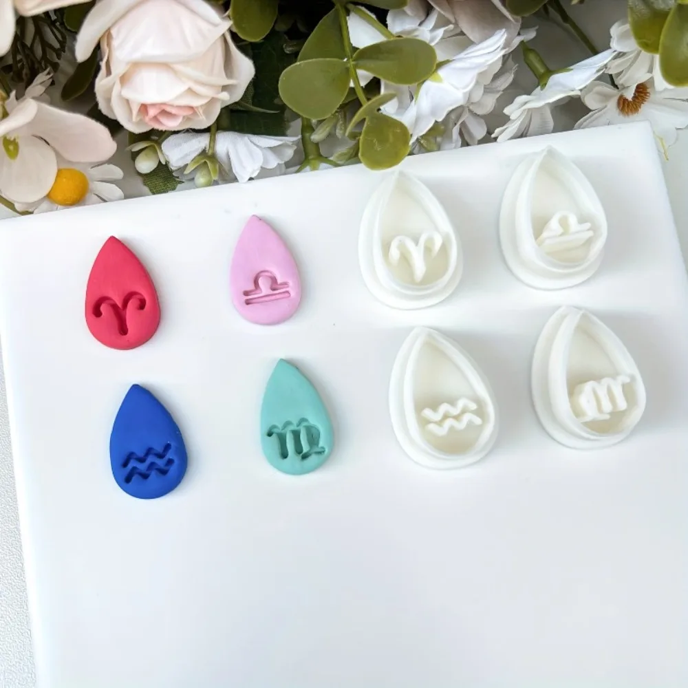 12Pcs Zodiac Sign Cookie Cutter Set Teardrop Shaped Plastic Molds with 12 Astrological Symbols for Clay DIY Jewelry& Crafts - view 5