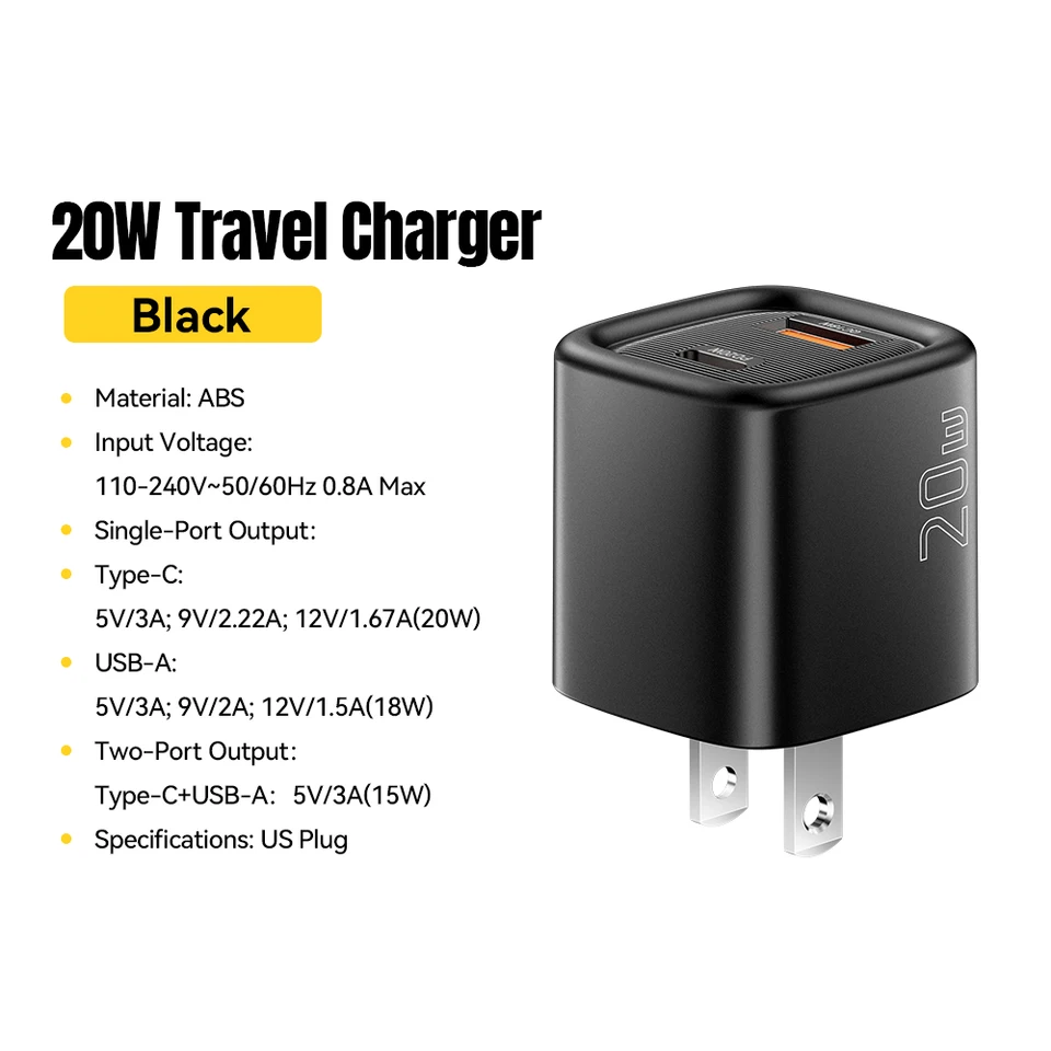 Essager 20W USB C Charger Portable Type C Charger Support PD Fast Charging For iPhone 16 15 14 13 12 11 Pro Max 8 Quick Charger, image 8
