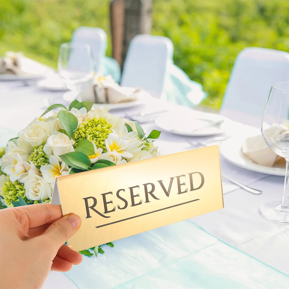 

4pcs Reserved Table Signs Acrylic Seat Plates 17CMx6 5CM Golden Restaurant Wedding Seating Management Party Conference