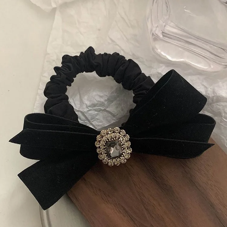 

Корейские бархатные резинки для волос в стиле мини-французского шика с бантом, элегантные эластичные резинки для волос для женщин, модные и стильные.