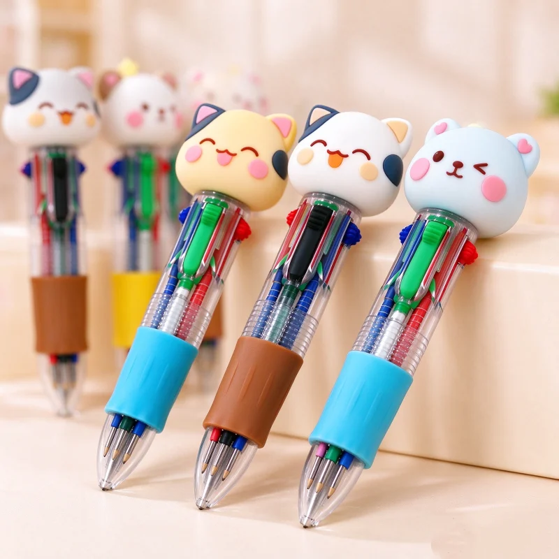 12/6 Pieces of Randomly Assorted High-Quality Four-Color Pens, Customizable Retractable Multi-Color Pens, Children's Drawing Stationery, Colored Pens, Creative Stationery