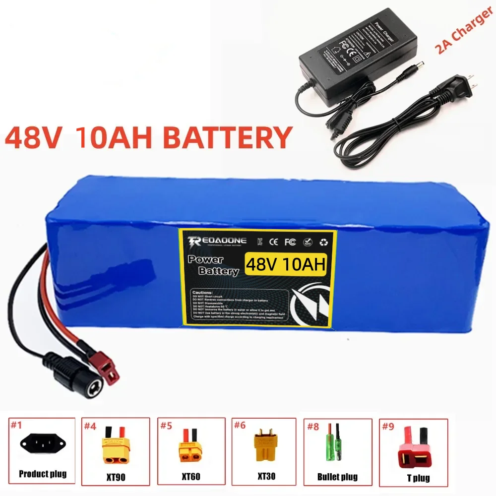 

Reoaoone 48V 10Ah Lithium-ion Battery Pack 13S3P Li-ion Battery for 54.6V /Scooter with BMS & 2A Charger
