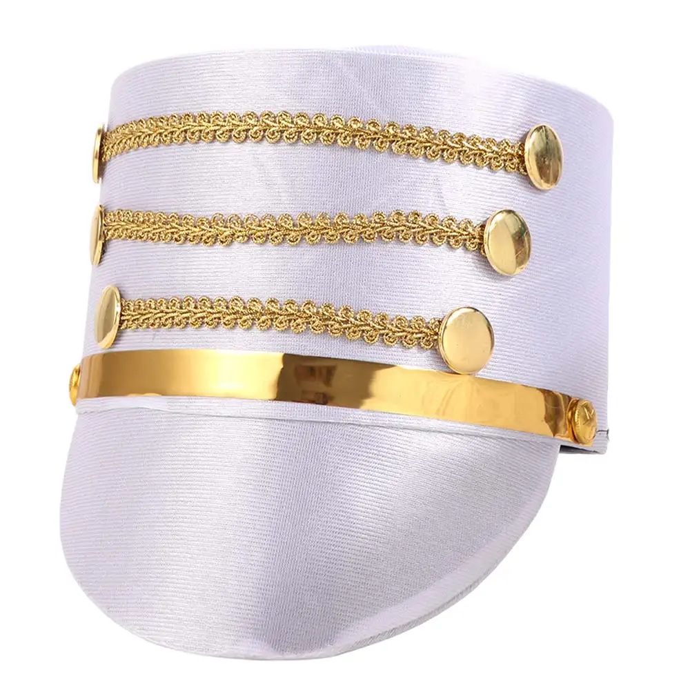 Hat-nutcrackers Marching Band Hat Cosplay Show Gold Trim Strips Drum Major Master Hats Photography Skin-friendly Soldier Top Cap