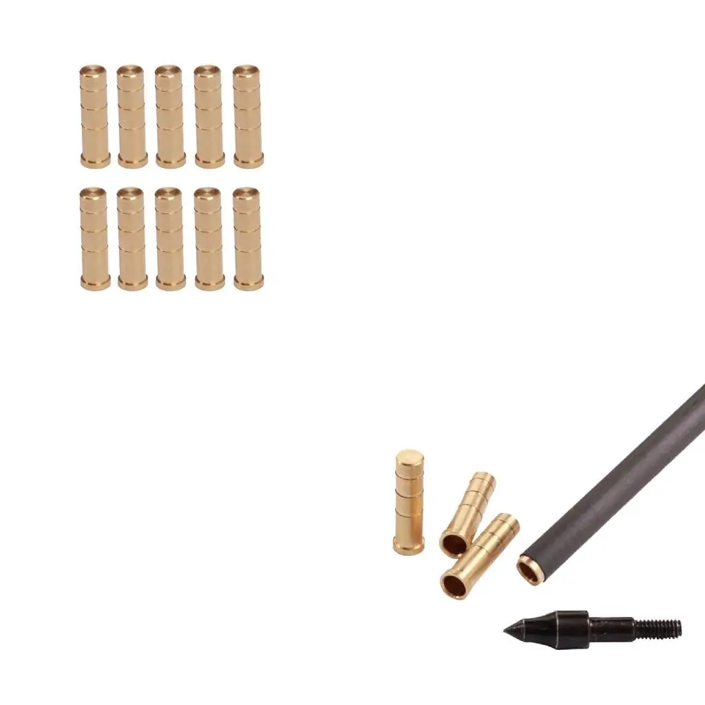 Q39E 10Pcs/pack Copper for Seat Shaft Arrowhead Connectors Fit 6.2mm Insert Carbon Shaft Screw Adapter