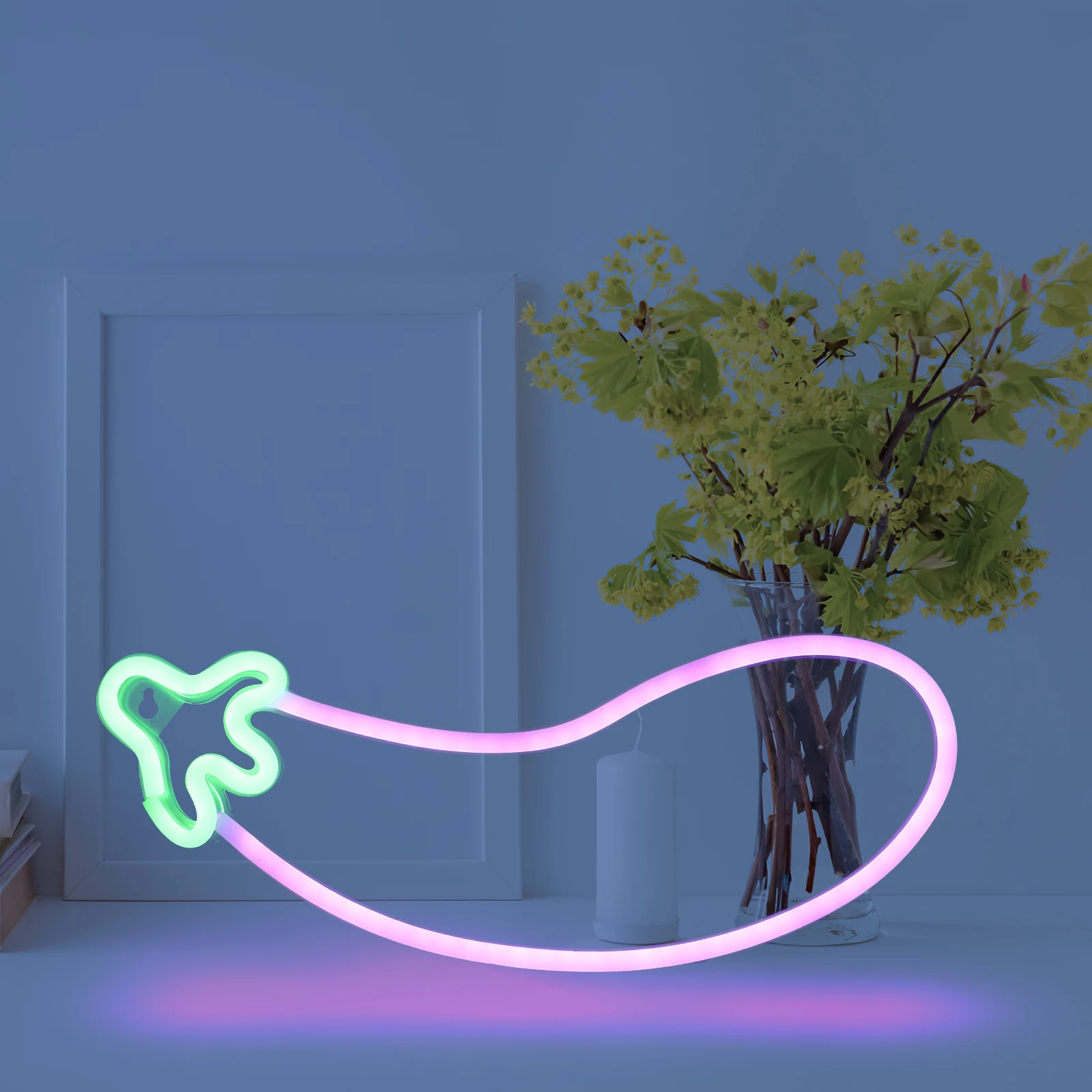 النيون شكل الباذنجان مصباح ليد USB بالطاقة ديكور غرفة الحفلات علامات النيون الجمالية لتزيين جدار غرفة النوم