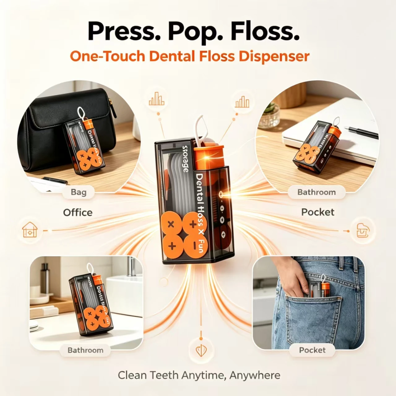 1Pcs Dental Auto Floss Dispenser Small Protable Floss Picks Storage Box Refillable Toothpicks Teeth Cleaning Tools Tooth Picks