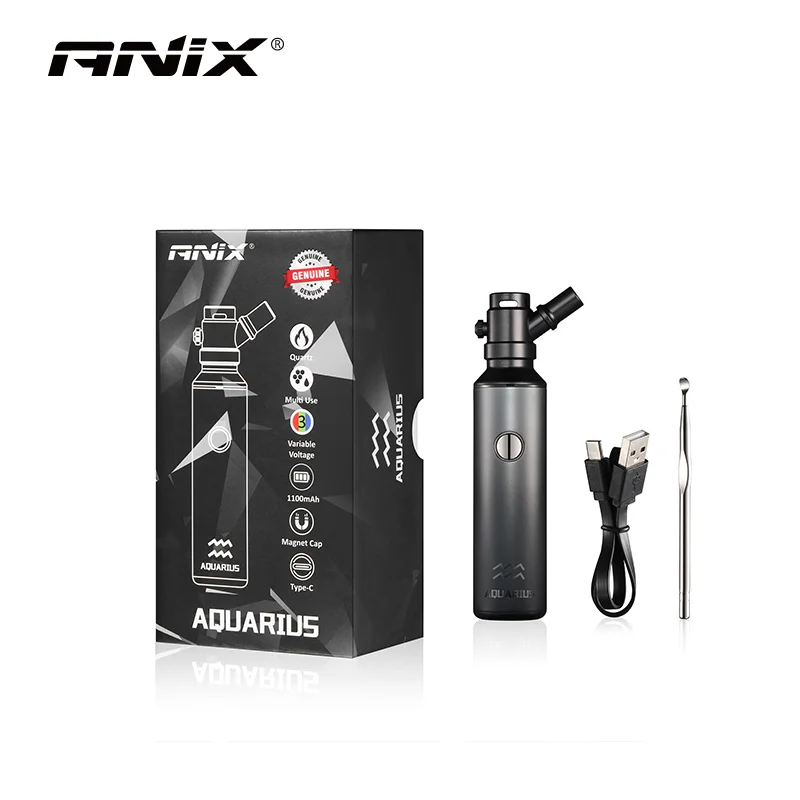 Original Anix Aquarius Wax Pen Kit 1100mAh 10S Pre-heating 0.5ohm Quartz & Ceramic Heating Element Variable Voltage Vape pen