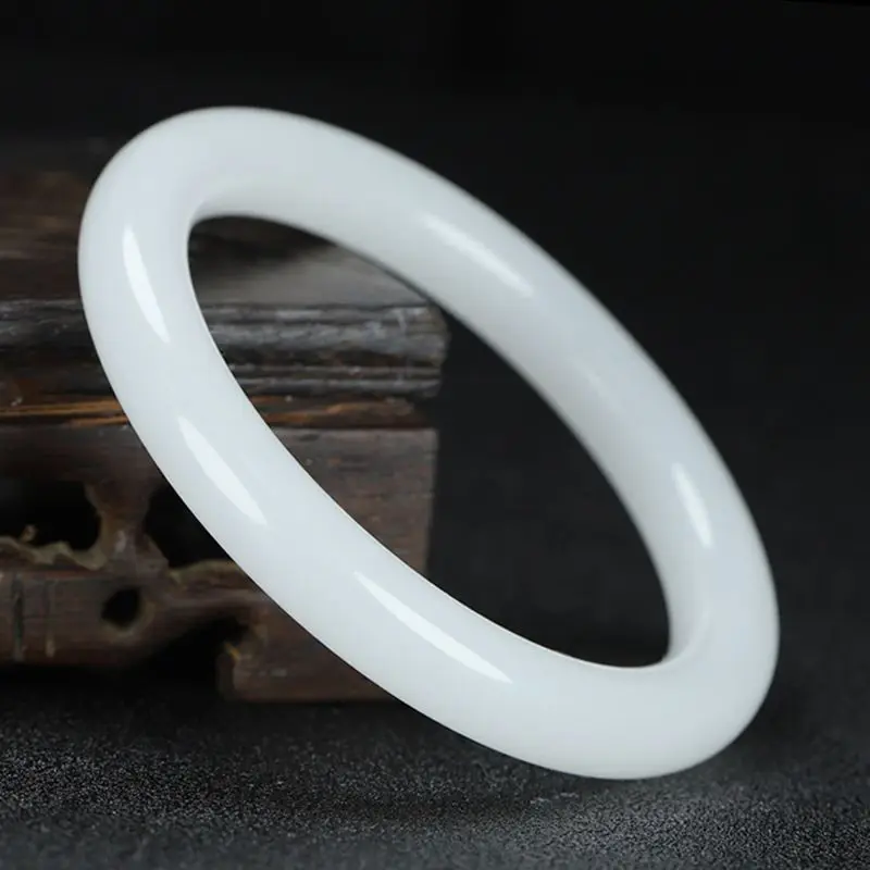 

Wholesale Natural Real Jade Xinjiang Jinsi Jade Women's Jade Bracelet Jue Suet Girl's round Bracelet Live Supply