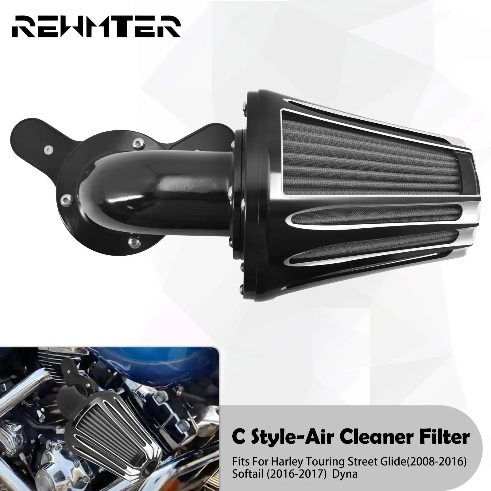 

Motorcycle Air Cleaner Intake Filter For Harley Touring Road King Electra Street Glide Trike 2008-2016 Dyna Low Rider Softail FL