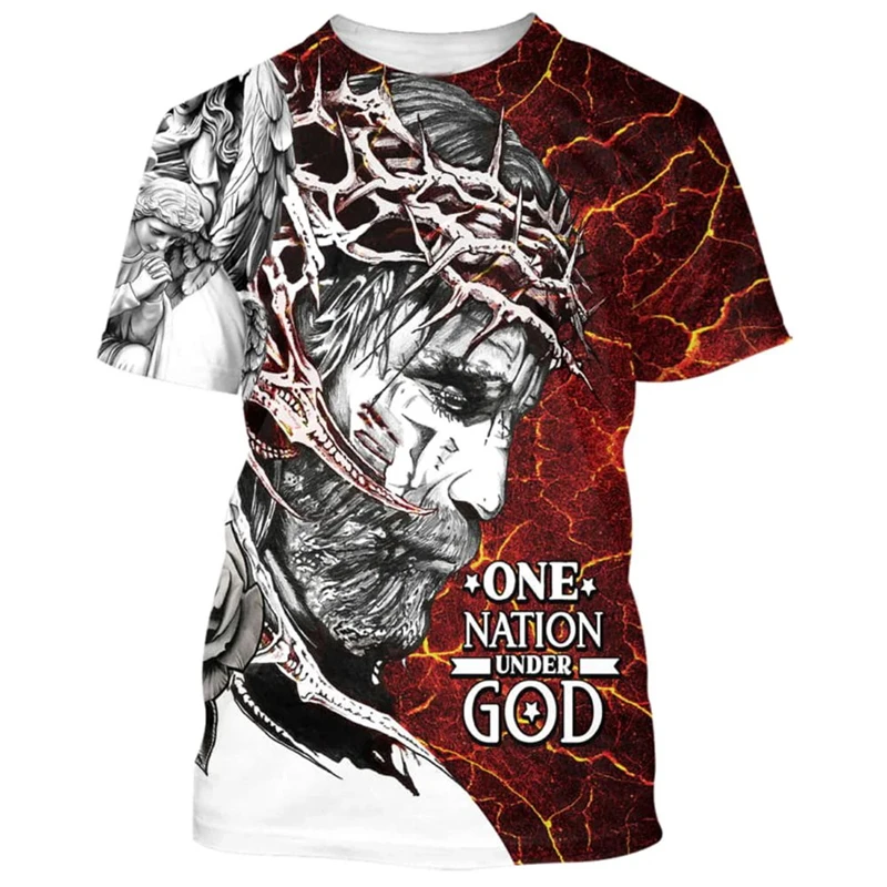 Christ Jesus T-Shirt For Men 3D Jesus Print Men's T Shirt Harajuku Y2k Short Sleeve Streetwear Fashion Oversized Tee Men Clothes