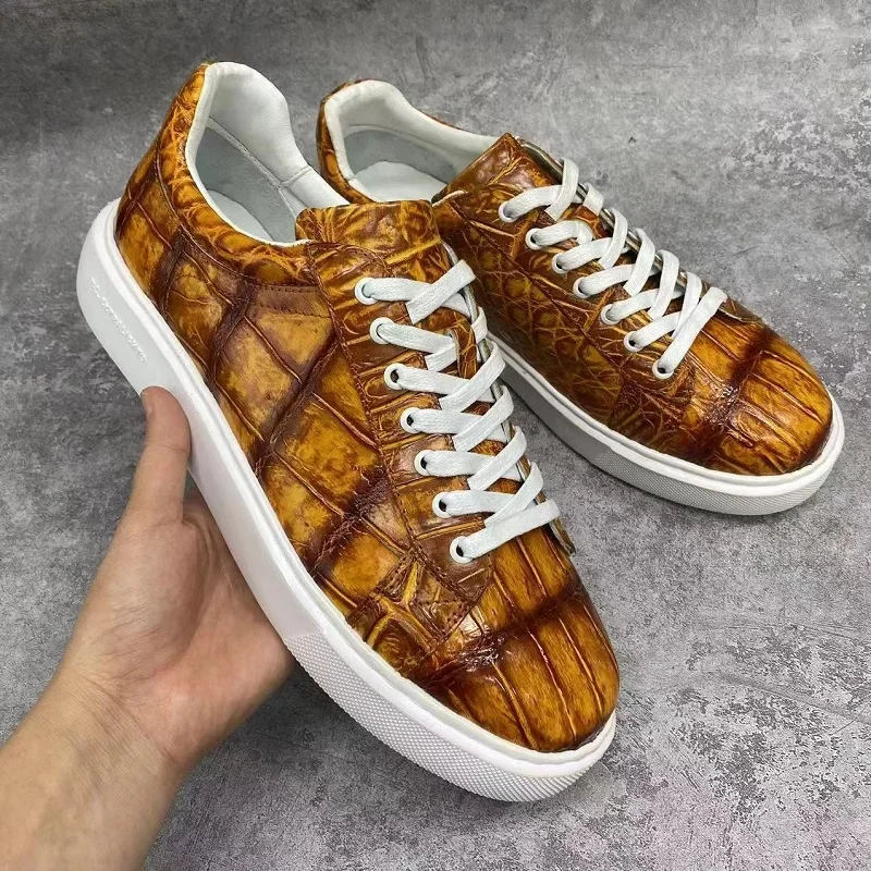 2024 new arrival Fashion Crocodile Skin causal shoes men,male Genuine leather sneakers pdd517