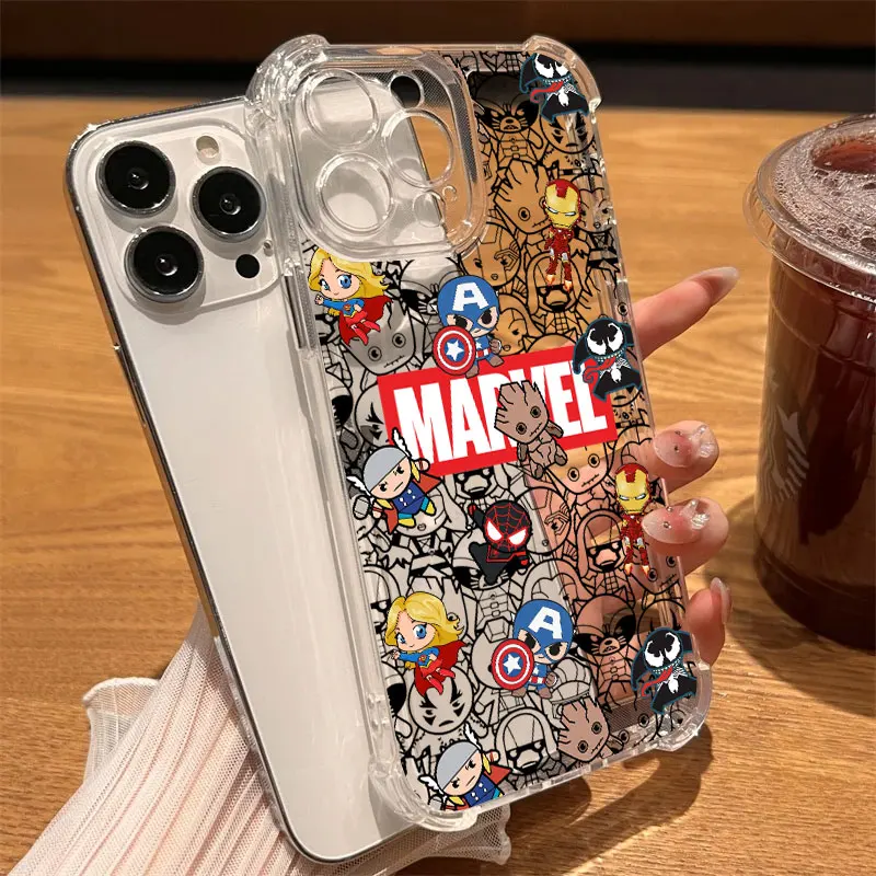 كارتون سبايدرمان غروت مارفلز وسادة هوائية مضادة للسقوط حافظة هاتف شفافة لهاتف اوبو رينو 14 رينو 13 رينو 12 11 10 8 7 Z F T Pro Plus 4G 5G #5