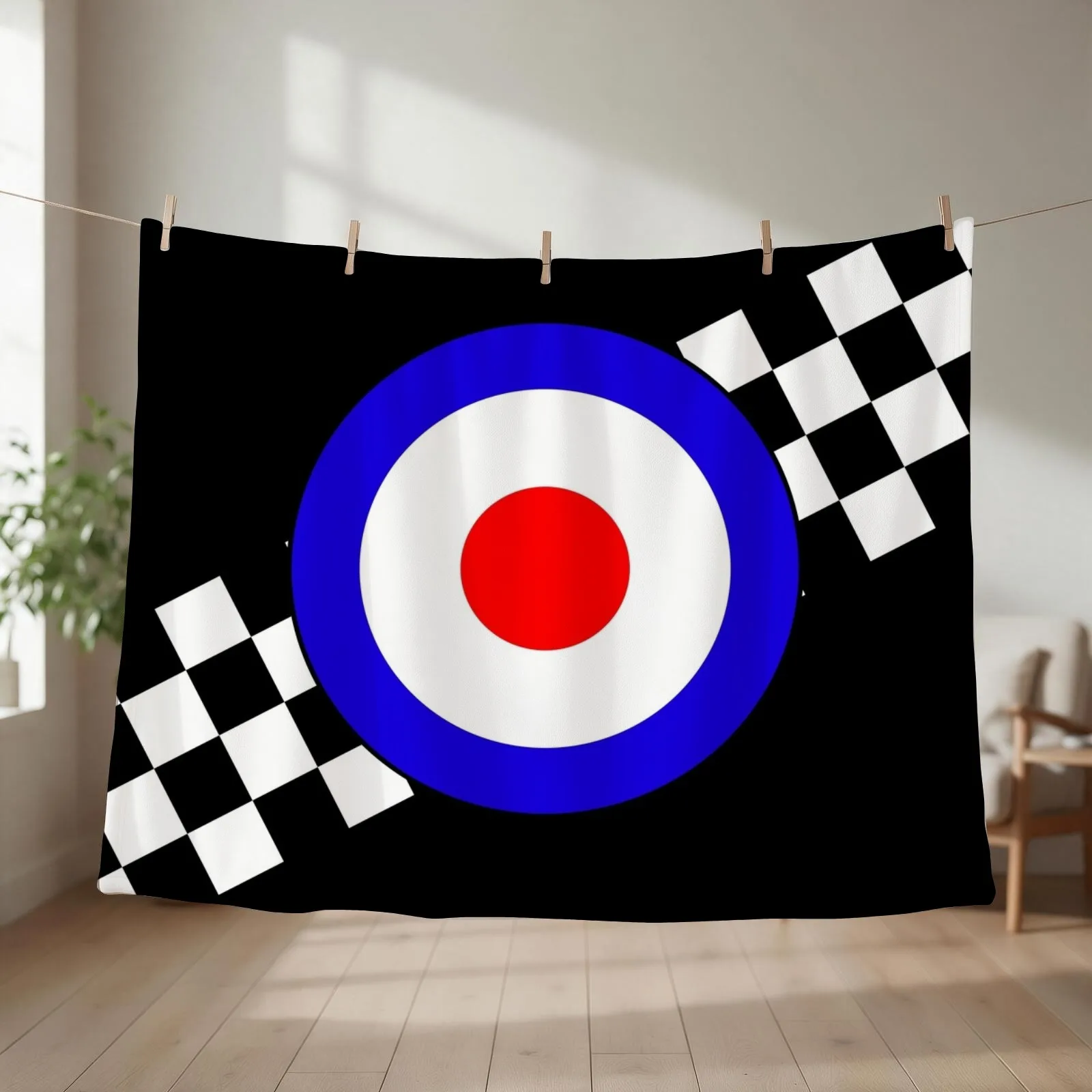 Mod or Ska Two Tone Checks and Target Throw Blanket couch cozy soft plush fuzzy picnic outdoor blanket