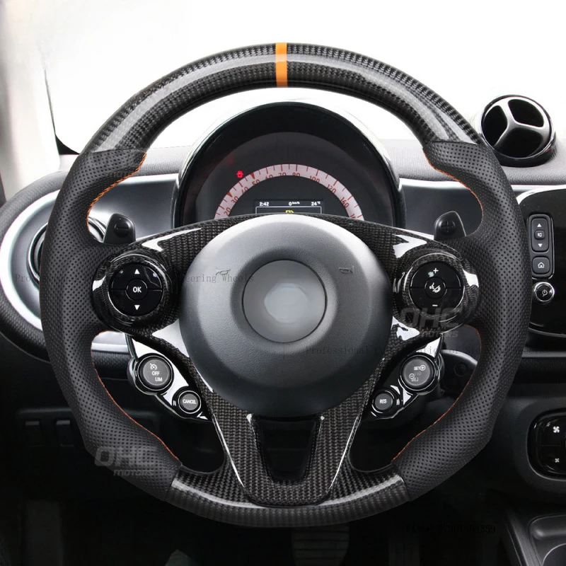 for Mercedes-Benz Smart models, carbon fiber steering wheel for electric car modification