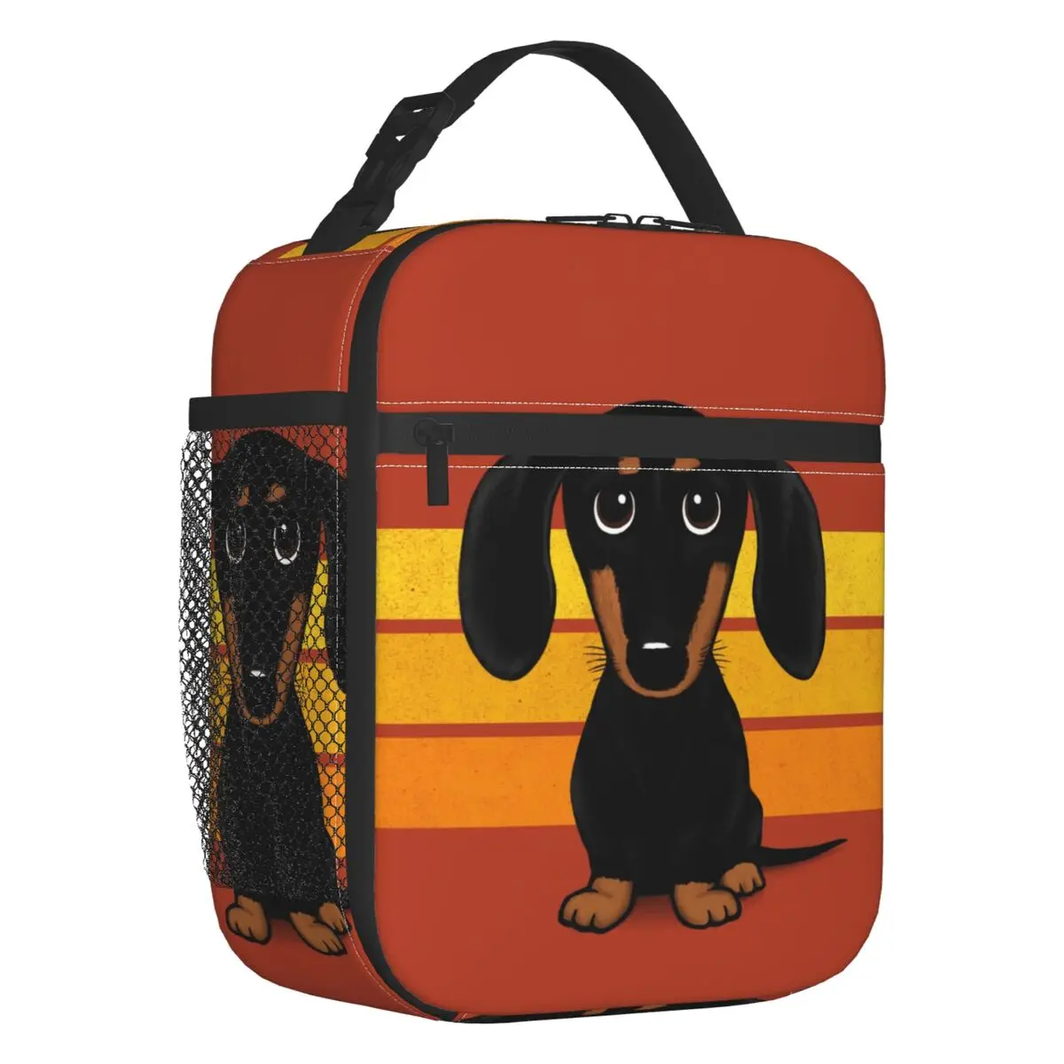 

Cute Black And Tan Smooth Coated Dachshund Insulated Lunch Bags Pet Wiener Sausage Dog Portable Cooler Thermal Food Lunch Box