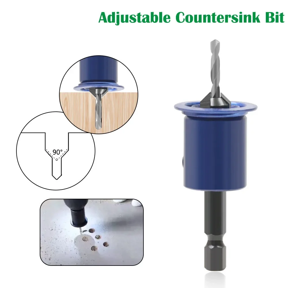 1 PC Milling Cutter Wood Carving Hex Shank Adjustable Limiting Countersink Bit Router Bits Woodworking Drill Bits