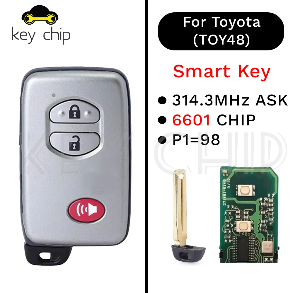 

For Toyota Land Cruiser P1:98 4D Chip RAV4 HYQ14AEM Board:6601 314.35mhz ASK DST80 Proximity Smart Car Remote Key Fob