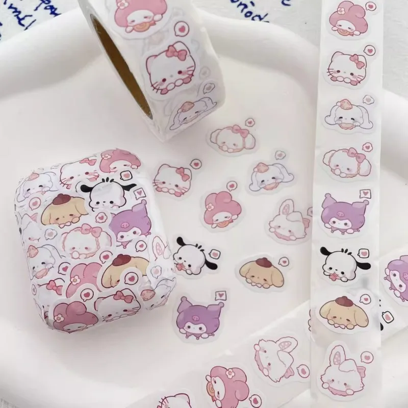 500pcs Sanrio Hello Kitty Kuromi Cinnamoroll Pochacco Anime Cartoon  Roll Sticker DIY Laptop Phone Diary Cute  Decorate Stickers